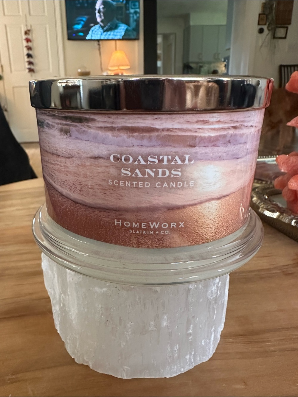 HomeWorx Slatkin +Co Coastal Sands Scented Candle Gold 4 wick 18 ounce new